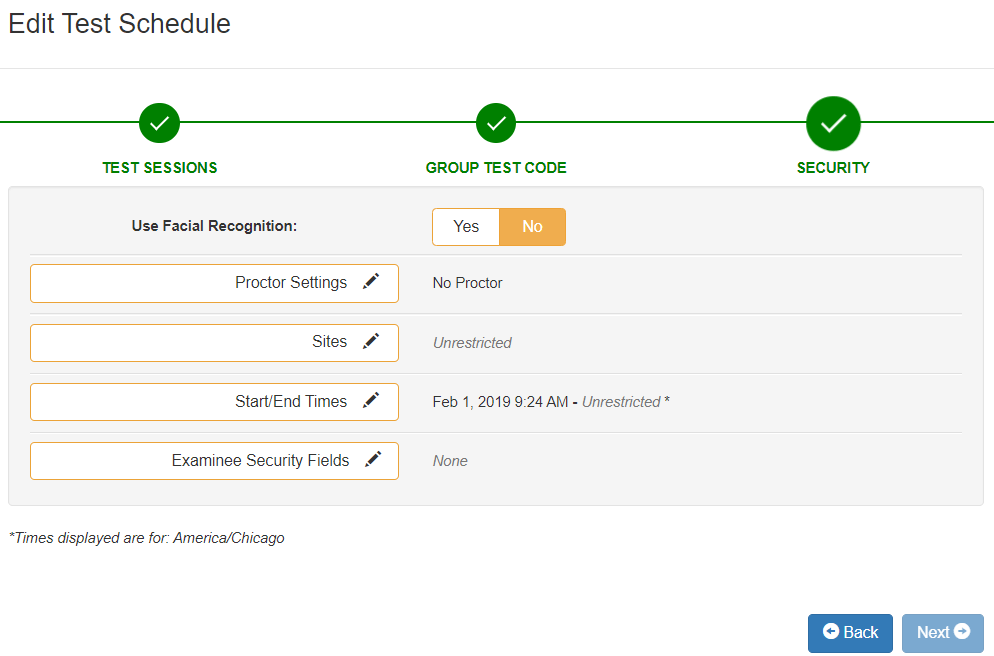 New test scheduler sites proctor code