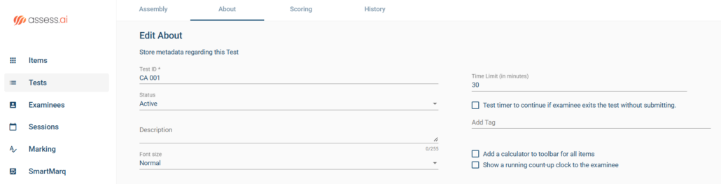 test time limits metadata